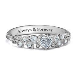 Personalised Natural Beauty Leaf Ring with Accents - Handcrafted By Name My Rings™