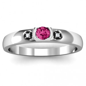 Personalised Open Bezel Cut Ring with Accents Stones - Handcrafted By Name My Rings™