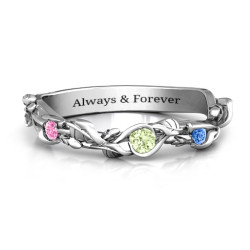 Personalised Organic Leaf Accented Band - Handcrafted By Name My Rings™