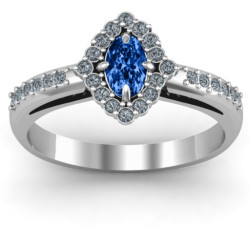 Personalised Oval Cluster with Shoulder Accents Ring - Handcrafted By Name My Rings™