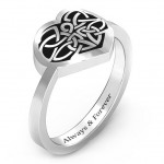 Personalised Oxidized Celtic Heart Ring - Handcrafted By Name My Rings™