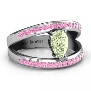 Personalised Pear With Flair Ring with Accents - Handcrafted By Name My Rings™