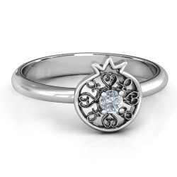 Personalised Pomegranate with Filigree Ring - Handcrafted By Name My Rings™