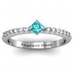 Personalised Princess Centre Stone Ring with Twin Accent Rows - Handcrafted By Name My Rings™