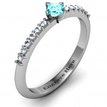 Personalised Princess Centre Stone Ring with Twin Accent Rows - Handcrafted By Name My Rings™