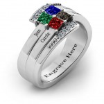 Personalised Quad Princess Stone Ring with Accents - Handcrafted By Name My Rings™