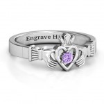 Personalised Round Stone Claddagh Ring - Handcrafted By Name My Rings™