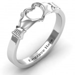Personalised Sculpted Hand Heart Ring - Handcrafted By Name My Rings™