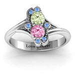 Personalised Sense of Style Two Stone Ring - Handcrafted By Name My Rings™