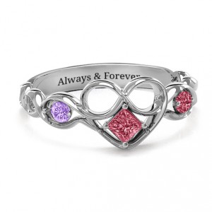 Personalised Shimmering Infinity Princess Stone Heart Ring - Handcrafted By Name My Rings™