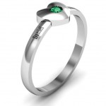 Personalised Heart with Single Gemstone Ring - Handcrafted By Name My Rings™