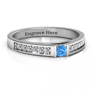 Personalised Solitaire Bridge Ring with Shoulder Accents - Handcrafted By Name My Rings™