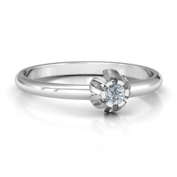 Personalised Solitaire Gemstone Ring in a Scalloped Setting - Handcrafted By Name My Rings™