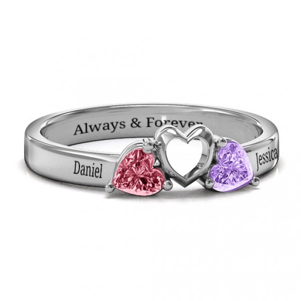 Personalised Sparkling Sweethearts TwoStone Ring - Handcrafted By Name My Rings™
