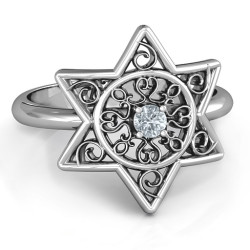Personalised Star of David with Filigree Ring - Handcrafted By Name My Rings™