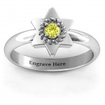 Personalised Star of David with Stone and Roping Ring - Handcrafted By Name My Rings™