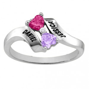 Personalised Rhapsody Kissing Hearts Ring - Handcrafted By Name My Rings™