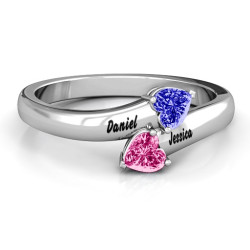 Personalised Tribute Hearts Bypass Ring - Handcrafted By Name My Rings™