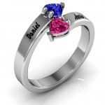 Personalised Tribute Hearts Bypass Ring - Handcrafted By Name My Rings™