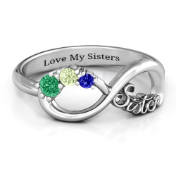 Personalised 24 Stone Sisters Infinity Ring - Handcrafted By Name My Rings™