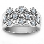 Personalised 3 Tier Wave Ring - Handcrafted By Name My Rings™