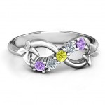 Personalised 5 Stone Infinity with Soaring Butterflies - Handcrafted By Name My Rings™