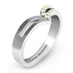 Personalised Ahead Of The Curve Ring with Black Swarovski Zirconia Stones - Handcrafted By Name My Rings™