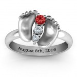 Personalised Baby Foot Birthstone Ring - Handcrafted By Name My Rings™