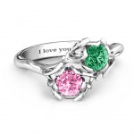 Personalised Beleaf In Love Double Gemstone Floral Ring - Handcrafted By Name My Rings™