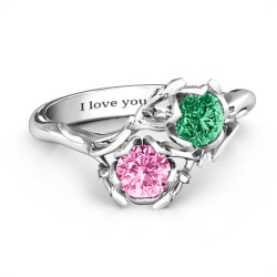 Personalised Beleaf In Love Double Gemstone Floral Ring - Handcrafted By Name My Rings™