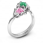 Personalised Beleaf In Love Double Gemstone Floral Ring - Handcrafted By Name My Rings™