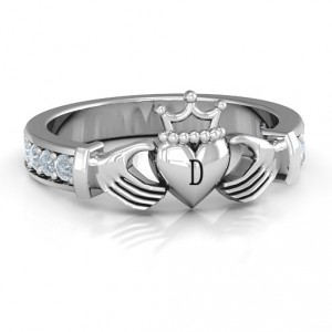 Personalised Classic Claddagh Ring with Accents - Handcrafted By Name My Rings™