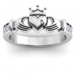 Personalised Classic Claddagh Ring with Accents - Handcrafted By Name My Rings™
