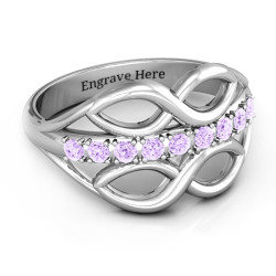 Personalised Double Infinity Ring with Accents - Handcrafted By Name My Rings™