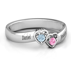 Personalised Double Interlocked Hearts Ring - Handcrafted By Name My Rings™