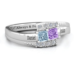 Personalised Double Princess Bypass with Accents Ring - Handcrafted By Name My Rings™