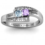 Personalised Double Princess Bypass with Accents Ring - Handcrafted By Name My Rings™