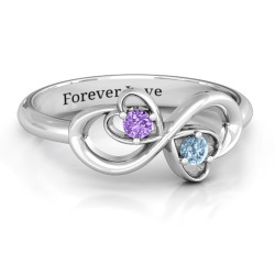 Personalised Duo of Hearts and Stones Infinity Ring - Handcrafted By Name My Rings™