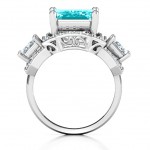 Personalised Emerald Cut Trinity Ring with Triple Halo - Handcrafted By Name My Rings™