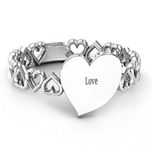 Personalised Engravable Cut Out Hearts Ring - Handcrafted By Name My Rings™