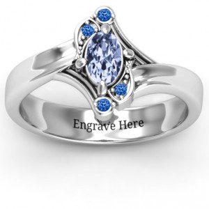 Personalised Fancy Oval Asymmetrical Ring - Handcrafted By Name My Rings™