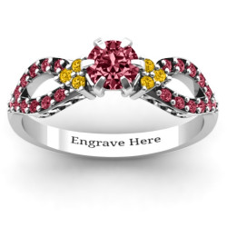 Personalised Fancy Split Shank Solitaire Accent Ring - Handcrafted By Name My Rings™