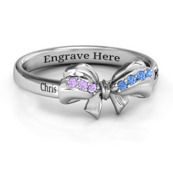 Personalised Fancy Stone Set Bow Ring - Handcrafted By Name My Rings™