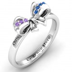 Personalised Fancy Stone Set Bow Ring - Handcrafted By Name My Rings™