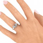 Personalised Fancy Stone Set Bow Ring - Handcrafted By Name My Rings™