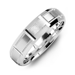 Personalised HorizontalCut Men's Ring with Beveled Edge - Handcrafted By Name My Rings™