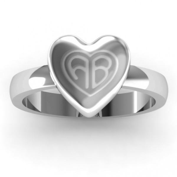 Personalised Large Engraved Monogram Heart Ring - Handcrafted By Name My Rings™
