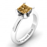 Personalised Large Princess Solitaire Ring - Handcrafted By Name My Rings™