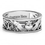 Personalised Men's Celtic Claddagh Band Ring - Handcrafted By Name My Rings™