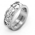 Personalised Men's Celtic Claddagh Band Ring - Handcrafted By Name My Rings™